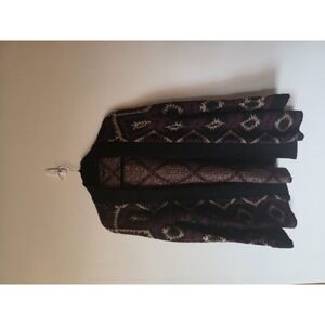 Topshop Burgundy Geometric Open Front Cardigan